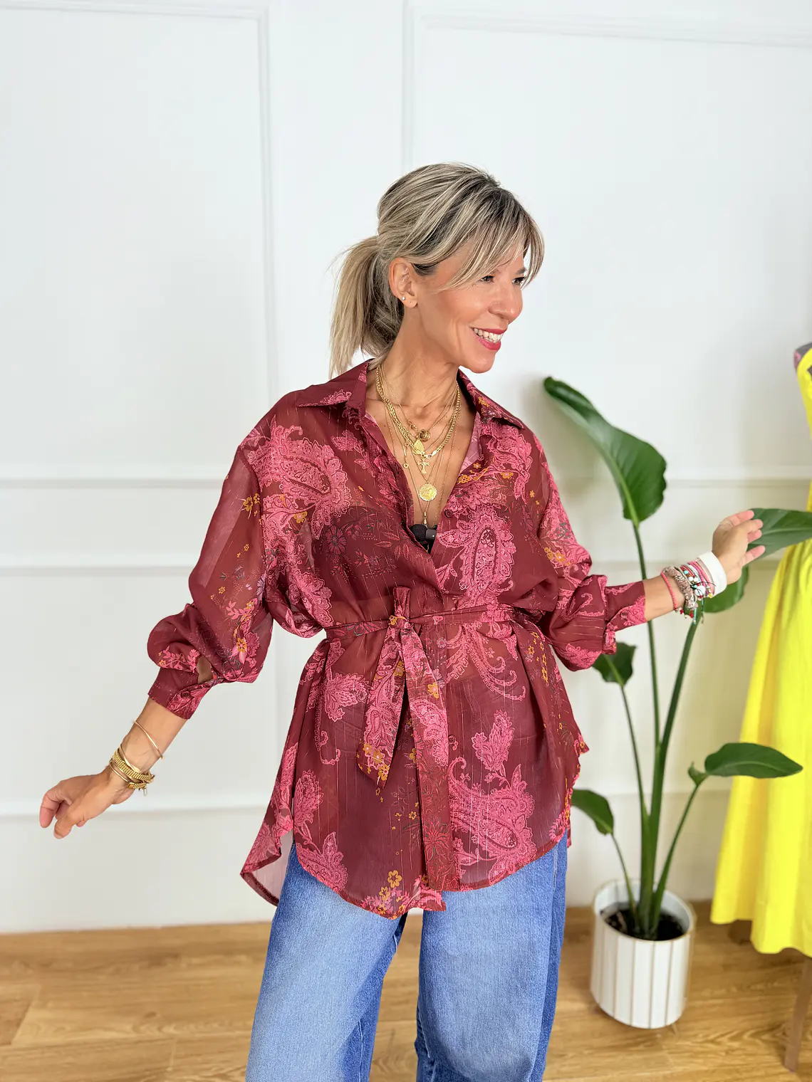 Imelda Floral Shirt 58271 Wine 2