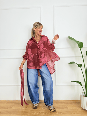 Imelda Floral Shirt 58271 Wine