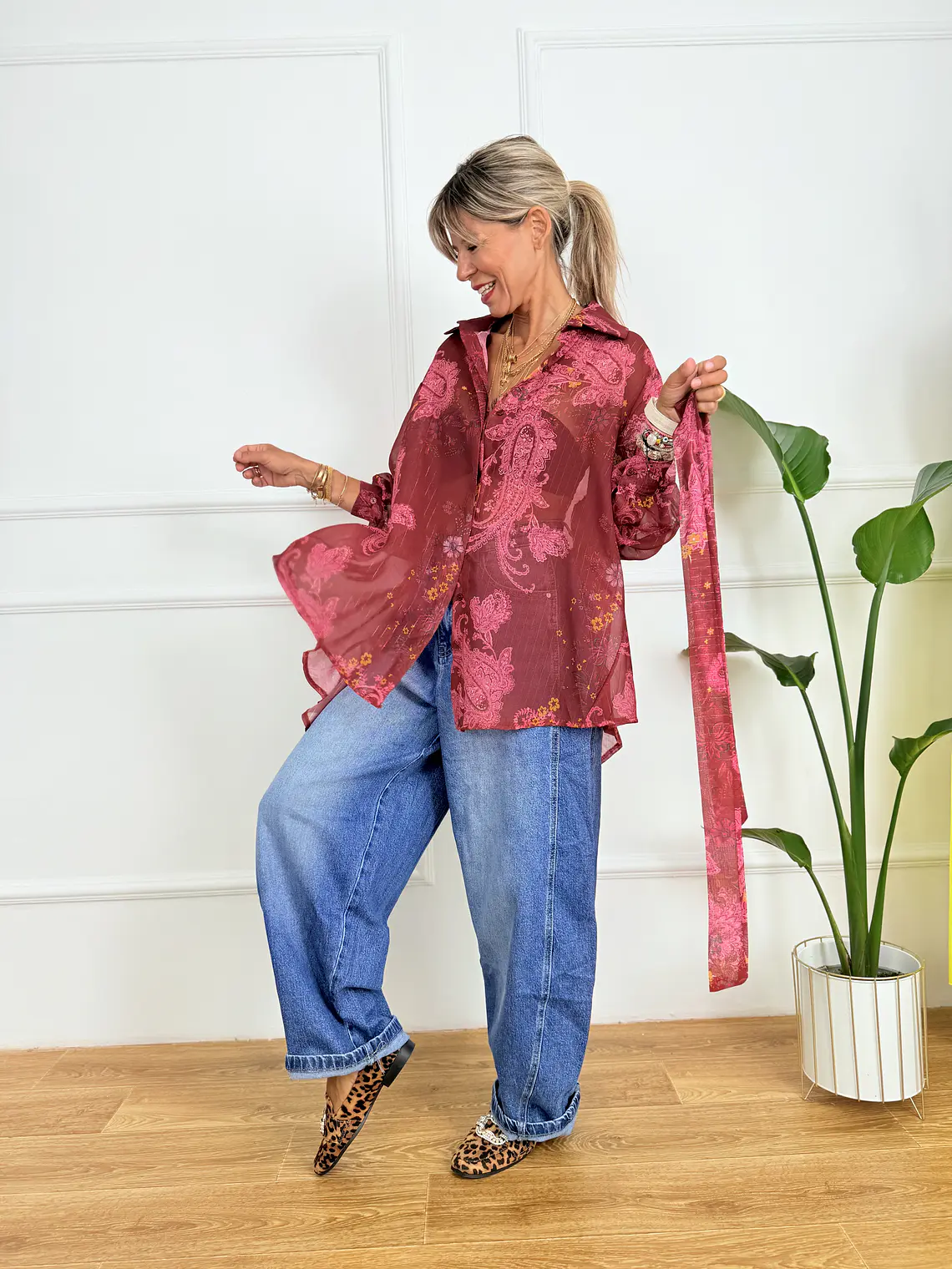 Imelda Floral Shirt 58271 Wine 3