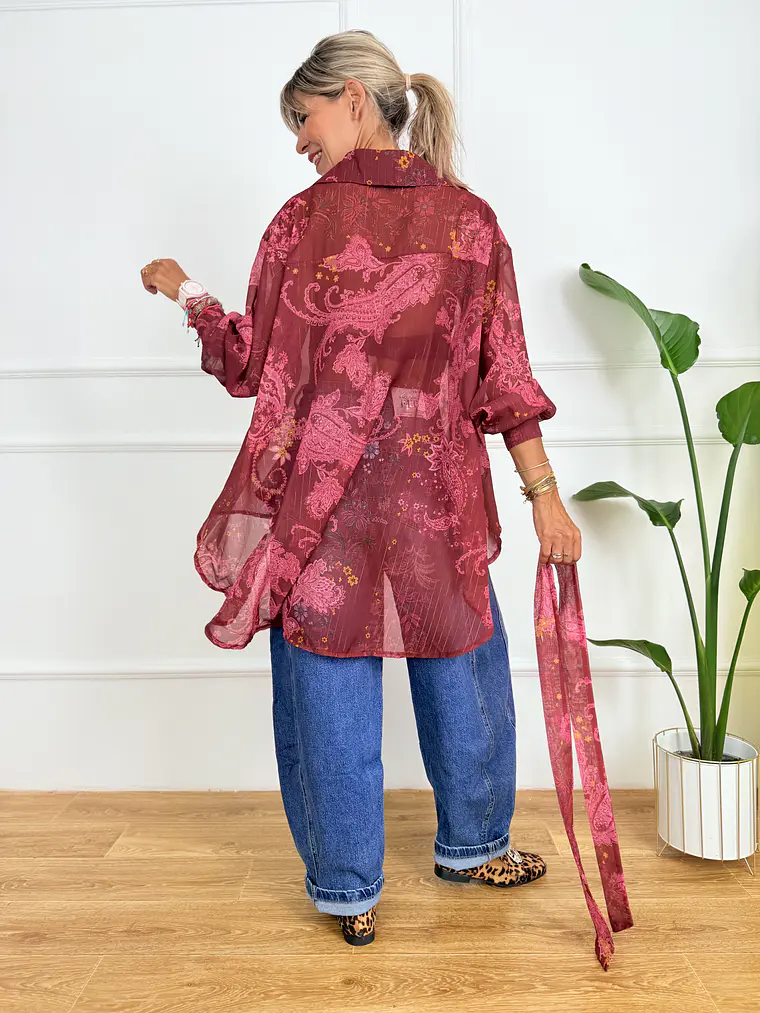 Imelda Floral Shirt 58271 Wine 5
