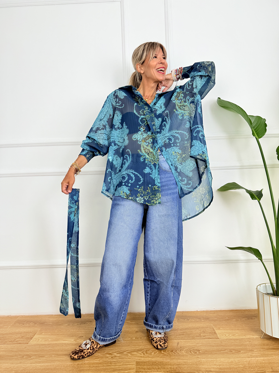 Imelda Floral Shirt 58271 Teal 2