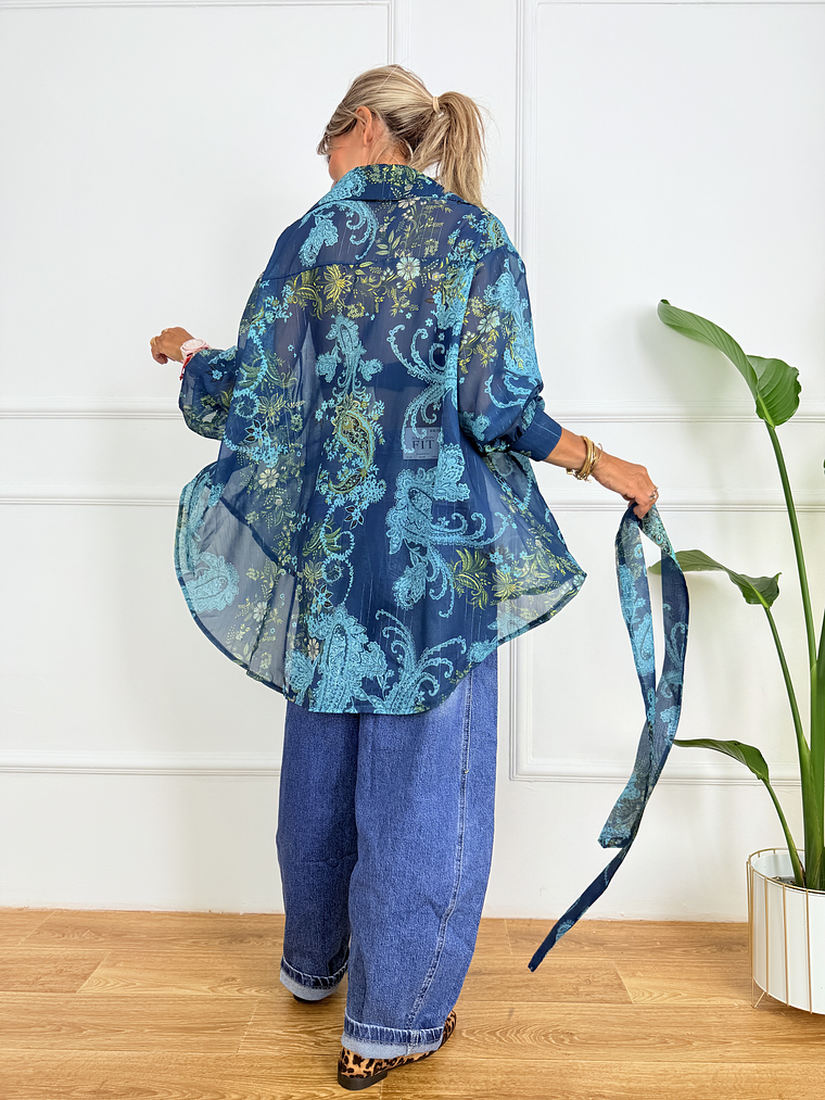 Imelda Floral Shirt 58271 Teal 3