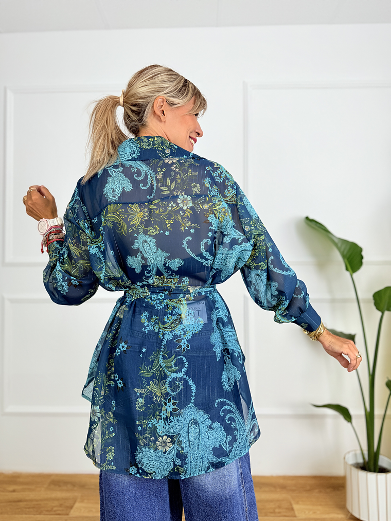 Imelda Floral Shirt 58271 Teal 4