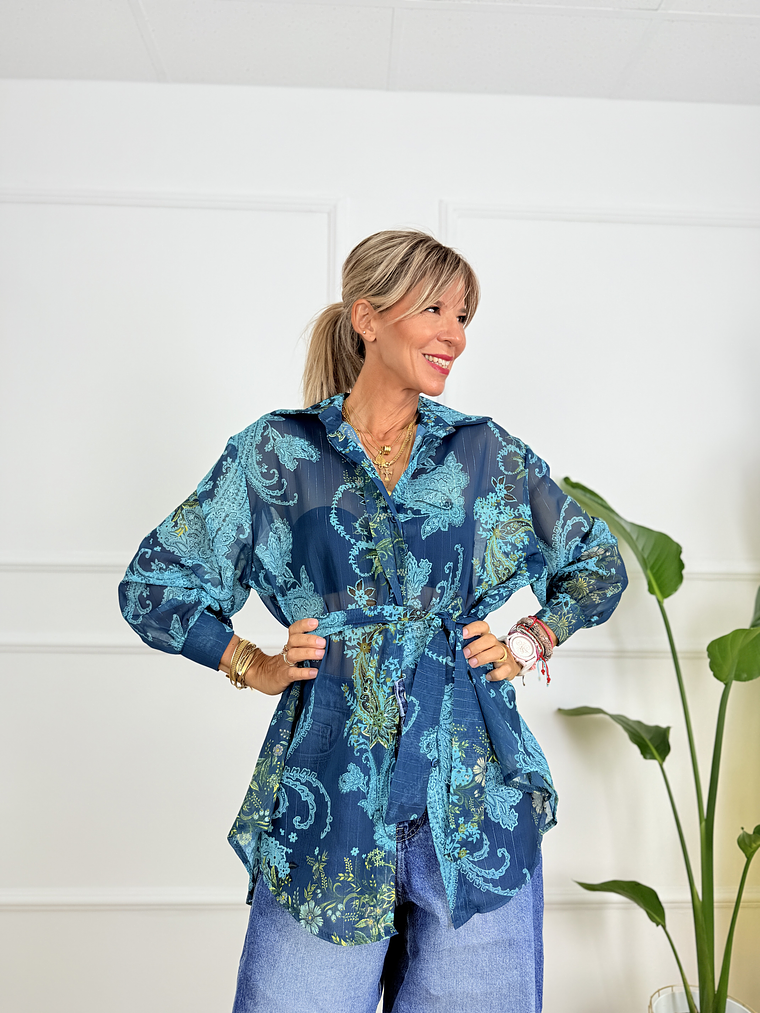 Imelda Floral Shirt 58271 Teal 5