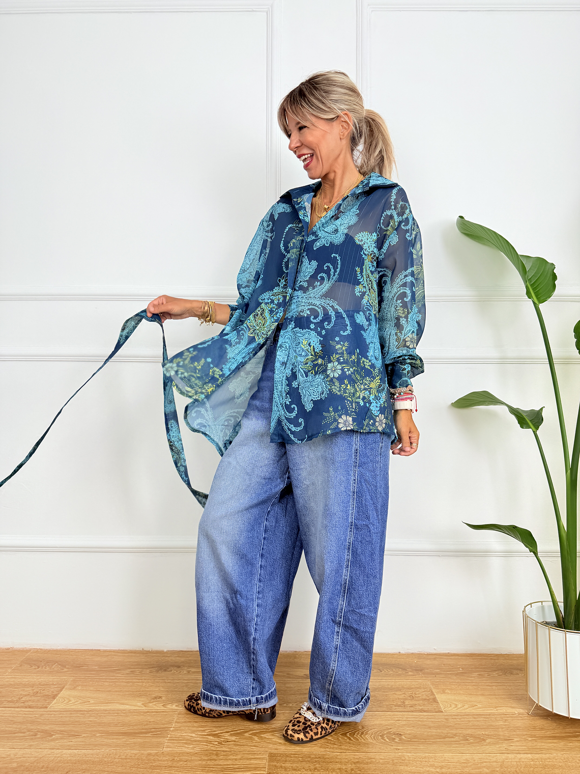 Imelda Floral Shirt 58271 Teal 6