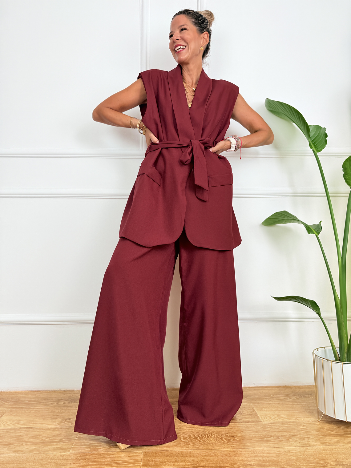 PLUS SIZE Voluptuous Suit 7933 Wine Red  1