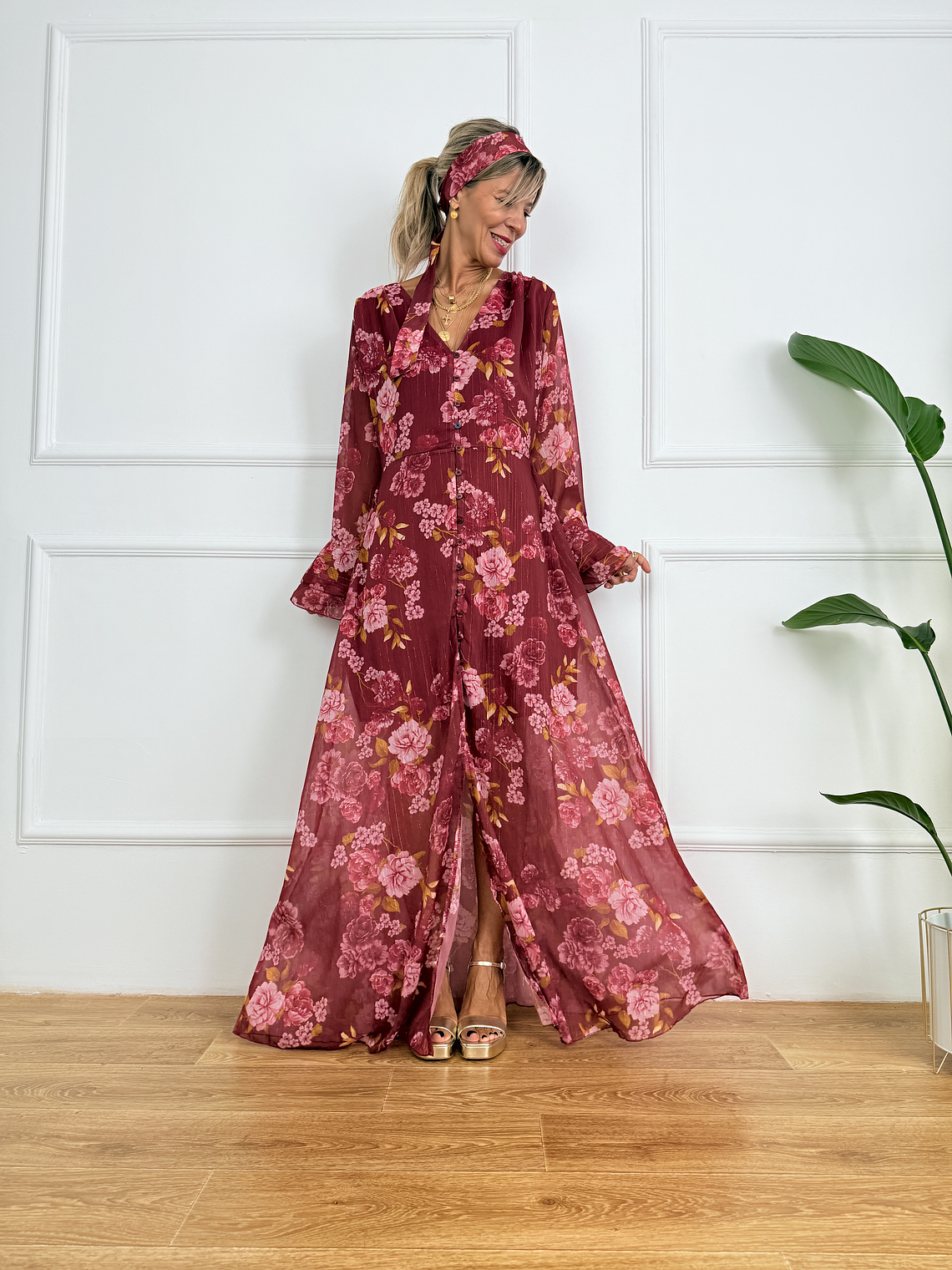 Gilded Chic Dress 6158 Wine  3