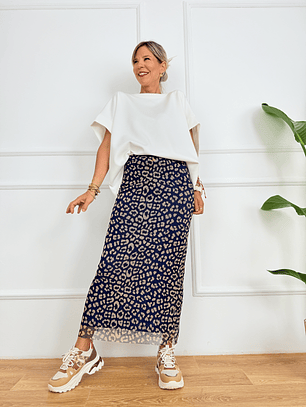 33302 Leopard Blue Skirt