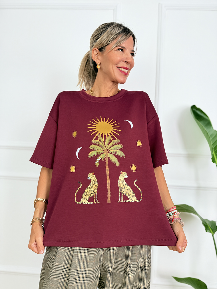 Velvet Aura T-shirt 13139 Burgundy 1