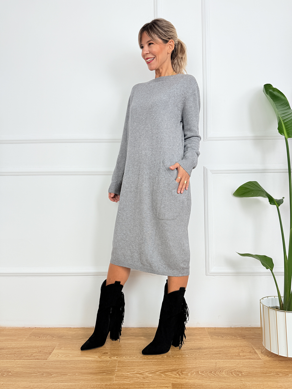 Autumn Rose Dress JT319 Grey 1