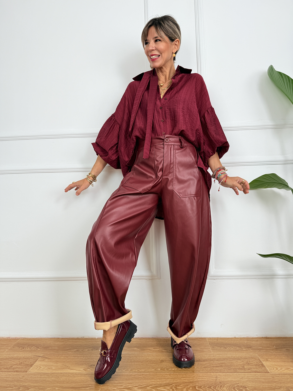 Oslo Pants 7222 Burgundy 1