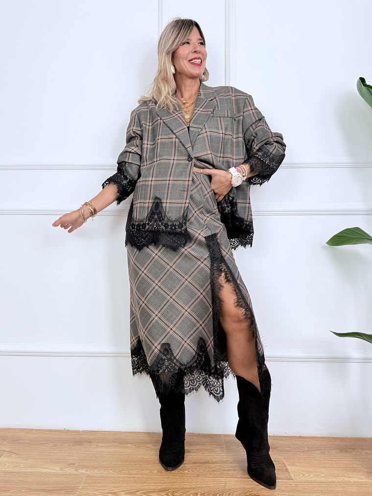 The Lace Edit Skirt 215B58 Grey  1