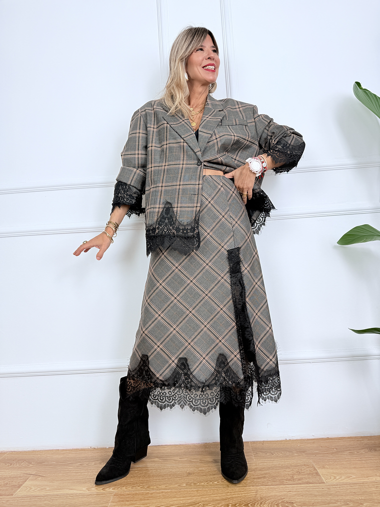 The Lace Edit Skirt 215B58 Grey  2