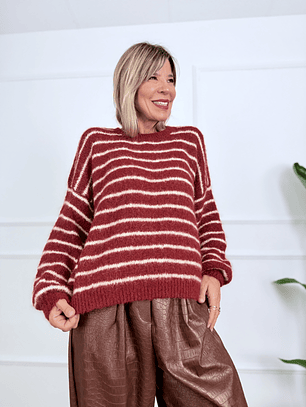 Stellar Stripes Sweater 51158 Madder Red