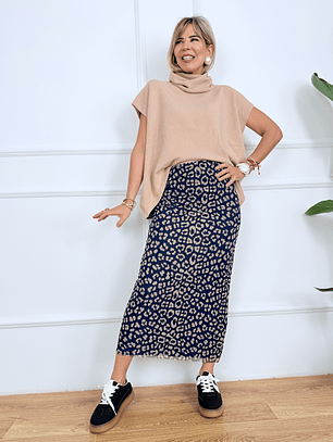 33302 Leopard Blue Skirt