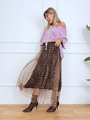 0248 tutu skirt with LEOPAR BROWN