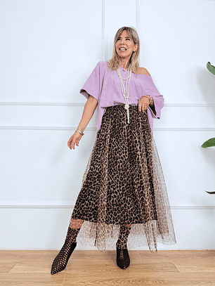 0248 tutu skirt with LEOPAR BROWN