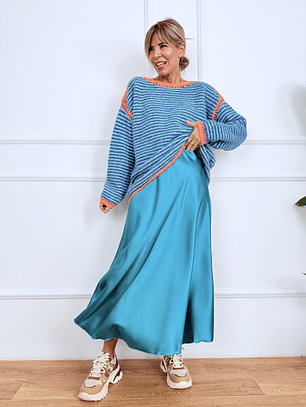 Satin  PETROL  skirt 1611  