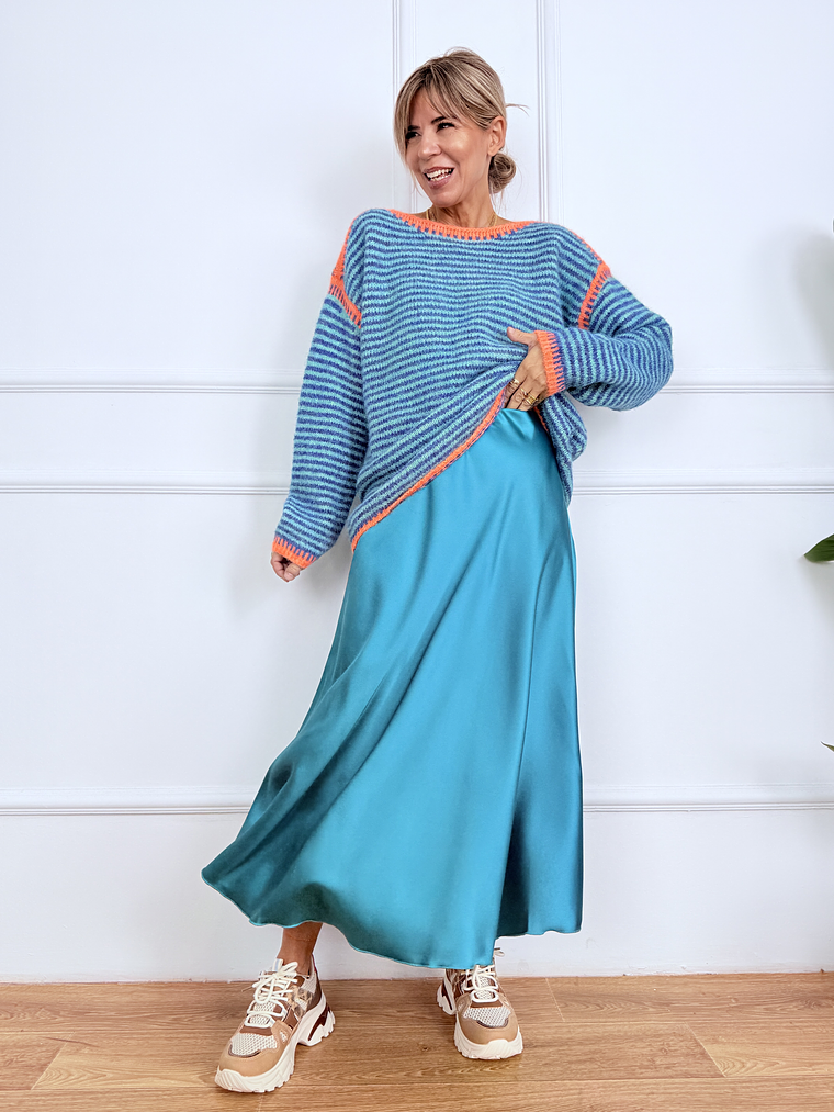 Satin  PETROL  skirt 1611   2