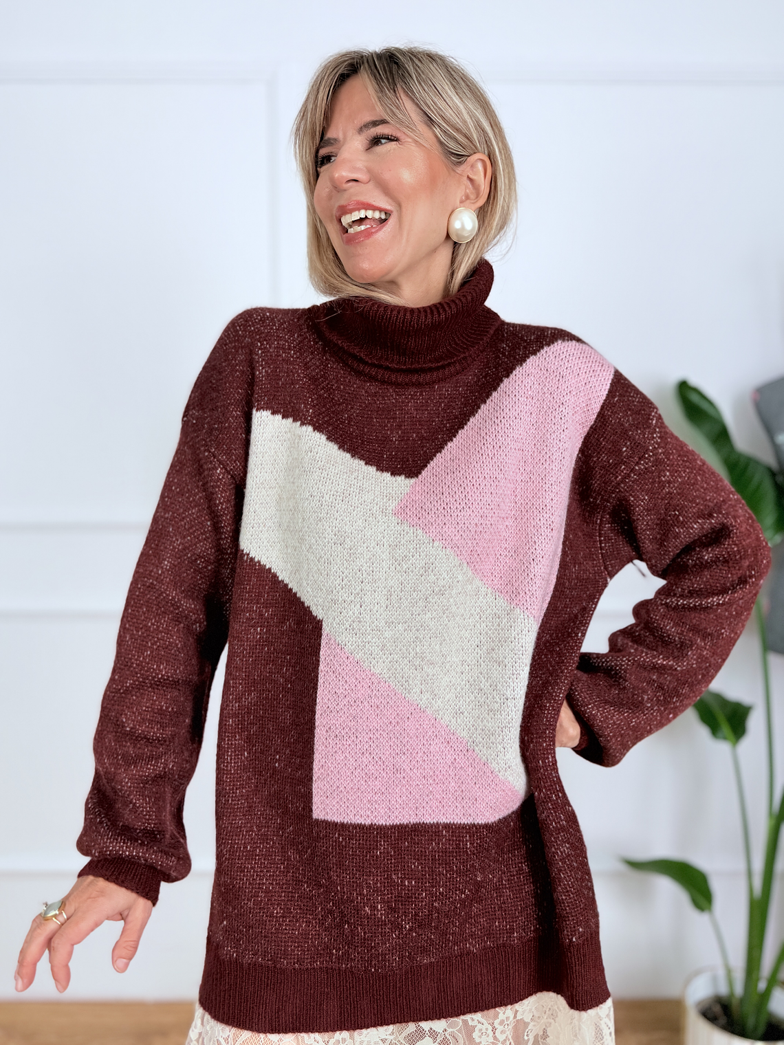 Miss Reed Sweater Dress 25865 Burgundy 4