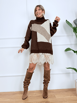 Miss Reed Sweater Dress 25865 Brown