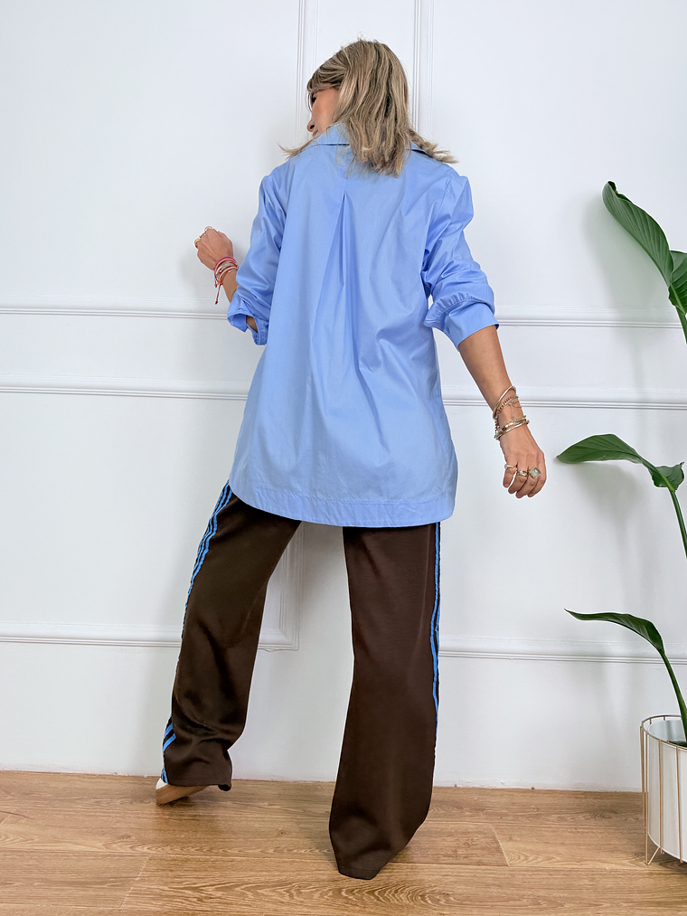 Fabric Flair Pants 25509 Light Blue/Brown 3