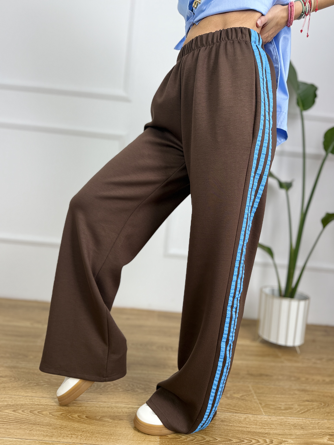Fabric Flair Pants 25509 Light Blue/Brown 4