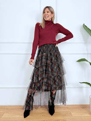 Twinkle Check Skirt 7872 Black