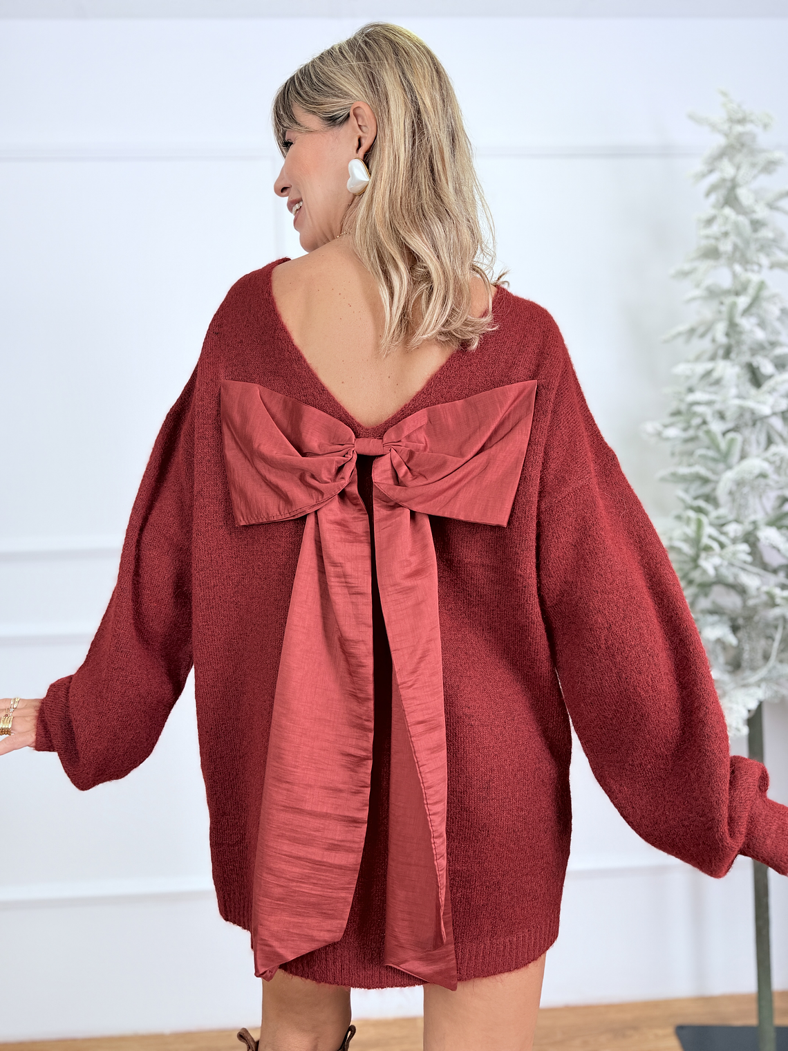 Knotty & Nice Sweater Dress 8330 Ruby Red 4