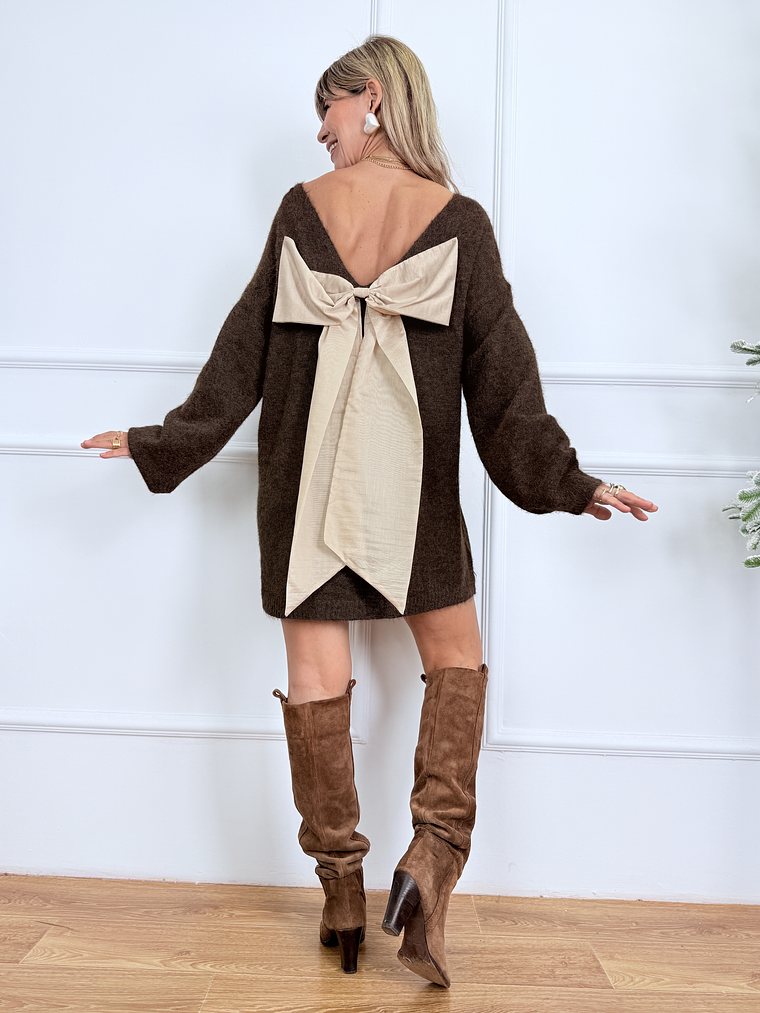 Knotty & Nice Sweater Dress 8330 Brown 1