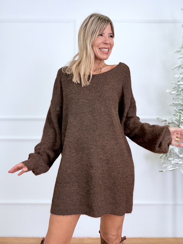 Knotty & Nice Sweater Dress 8330 Brown 3