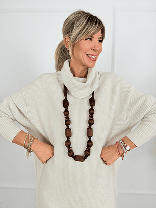 SATIN NECKLACE BROWN