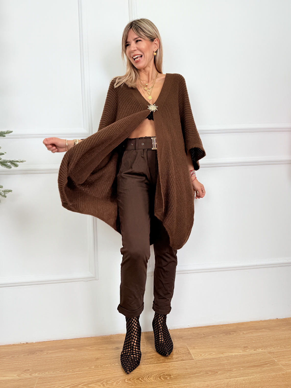 Comfy Drape Cardigan 25070 Brown 1