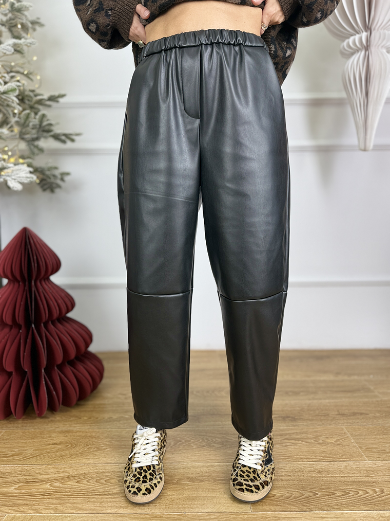 Bonded PU pants 6951 Black  3