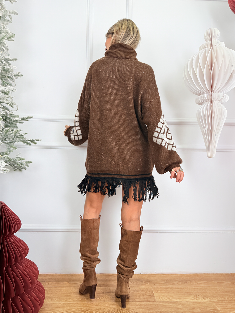 Azteca Sweater Dress 25870 Brown 3