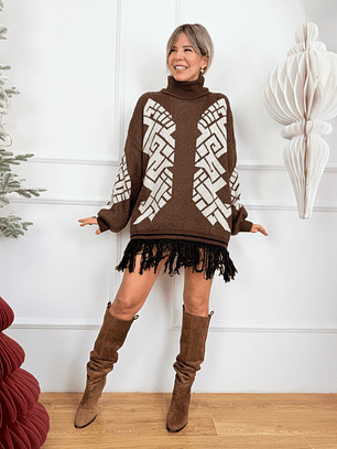 Azteca Sweater Dress 25870 Brown