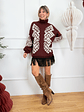 Azteca Sweater Dress 25870 Burgundy - thumbnail 1