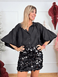 Abigail Sequin Skirt 8356 Black - thumbnail 4