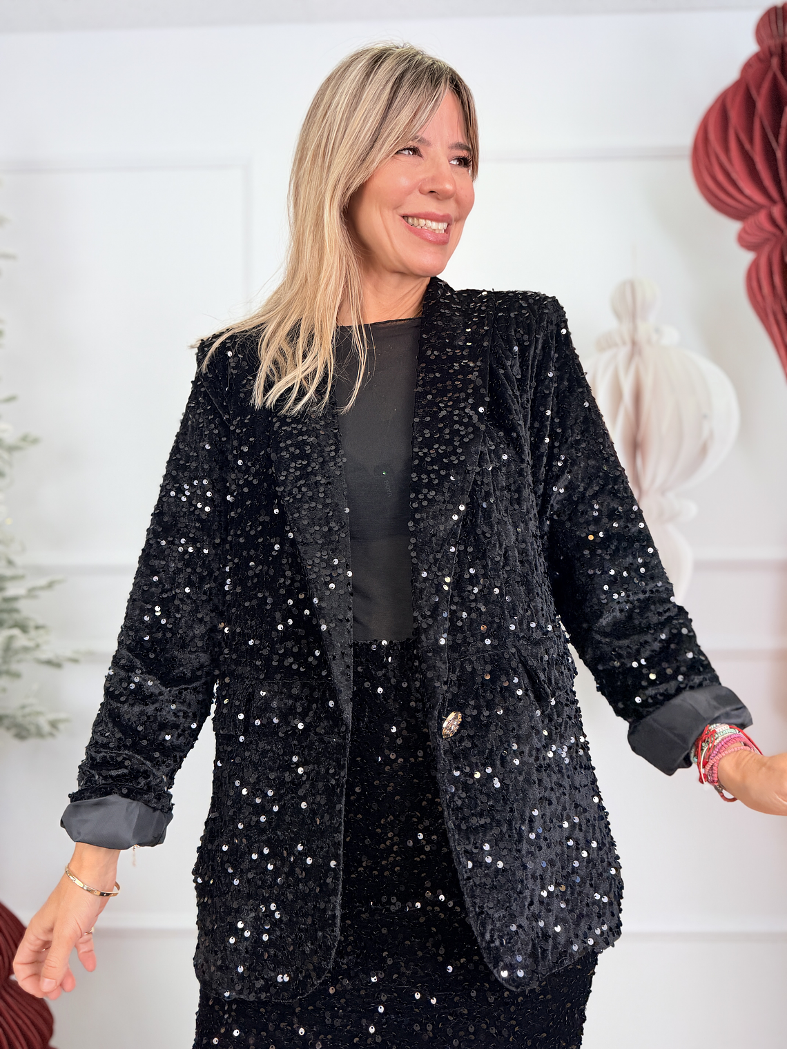 Luz Sequin Blazer 19952 Black 1