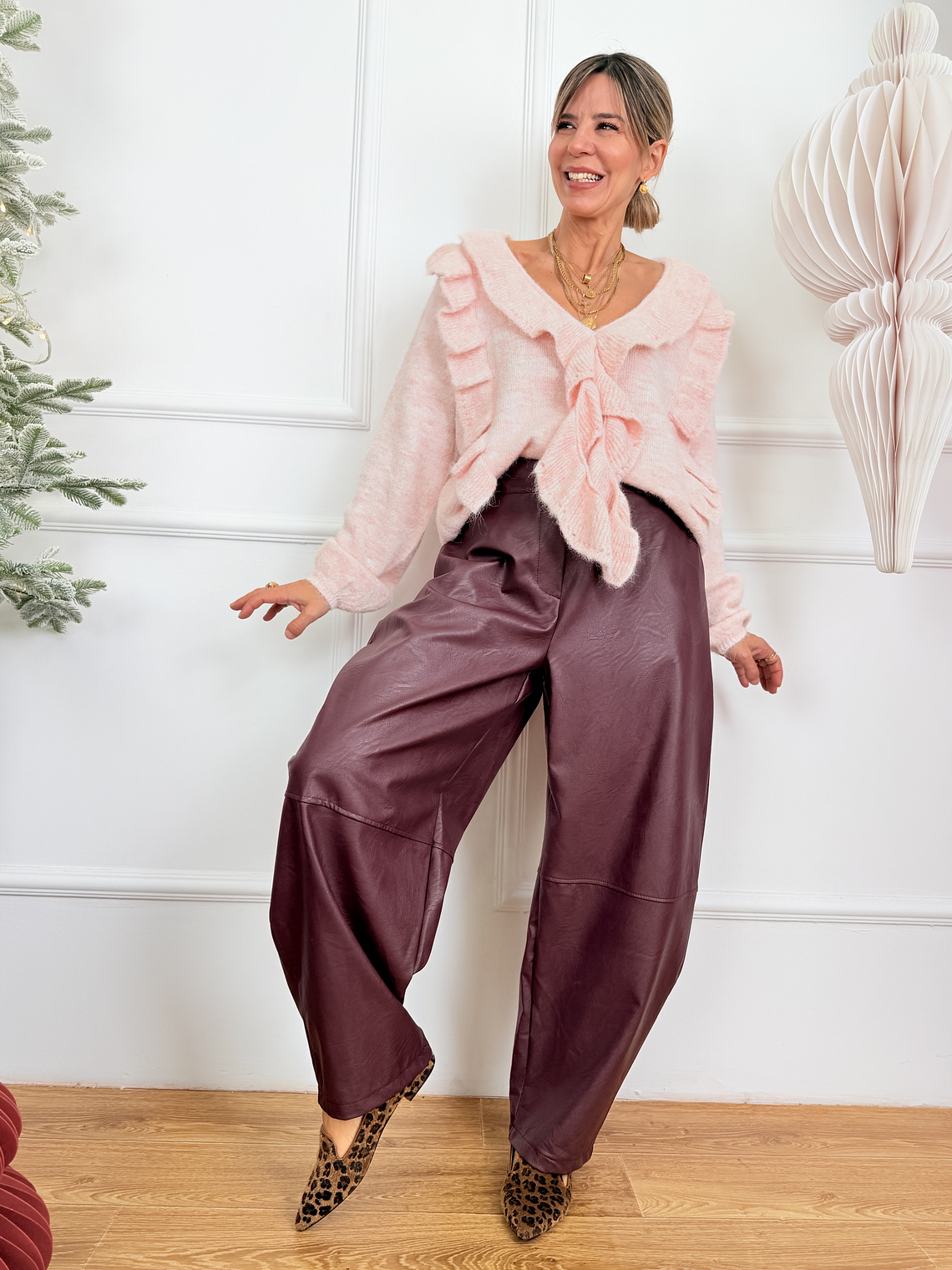 PLUS SIZE Aislinn Pants 6280 Eggplant 1