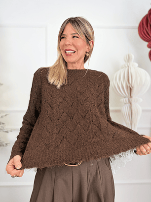 Isis Knit Lace Blouse  10066 Chocolate 