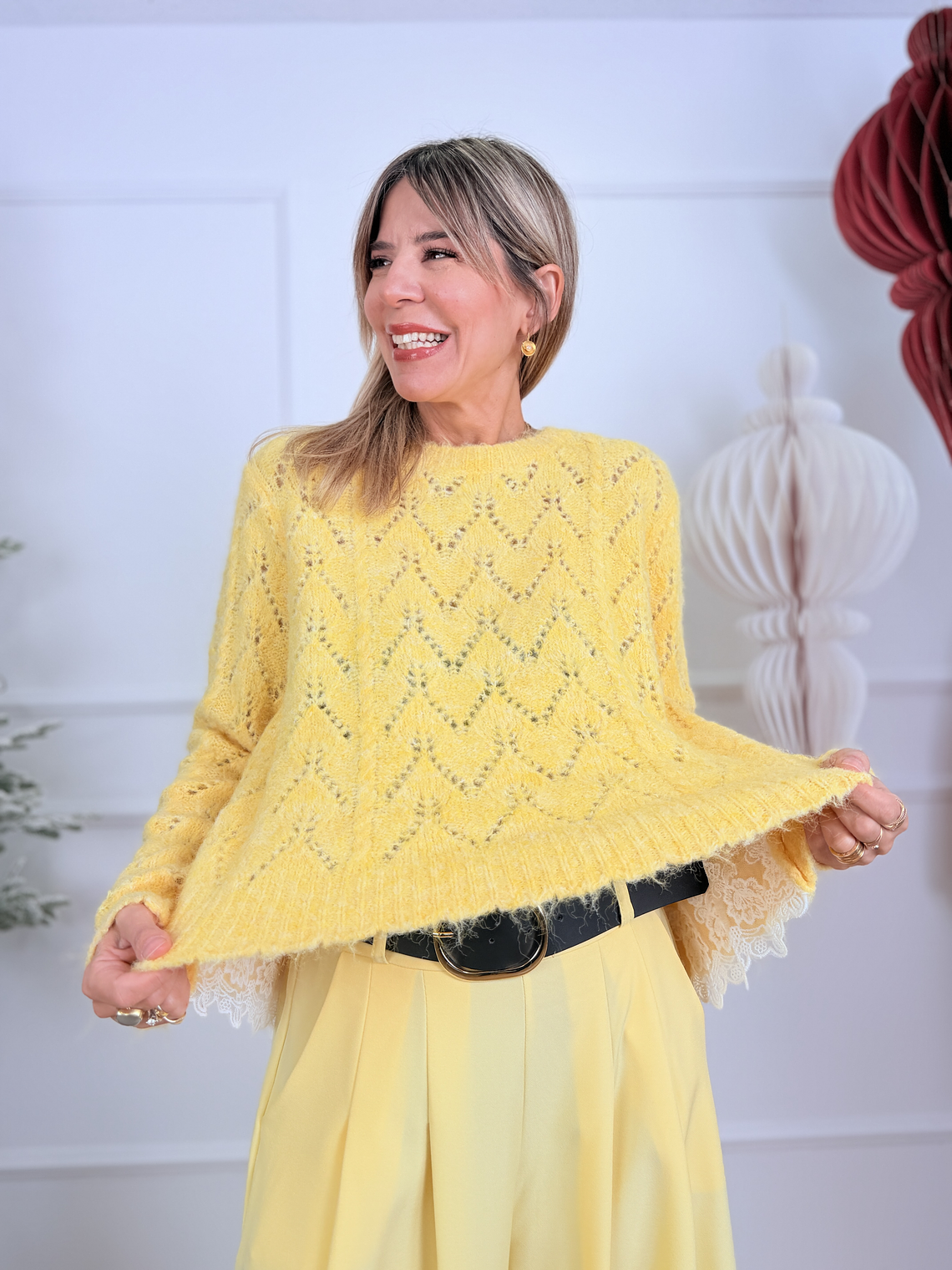 Isis Knit Lace Blouse  10066 Sunshine 1