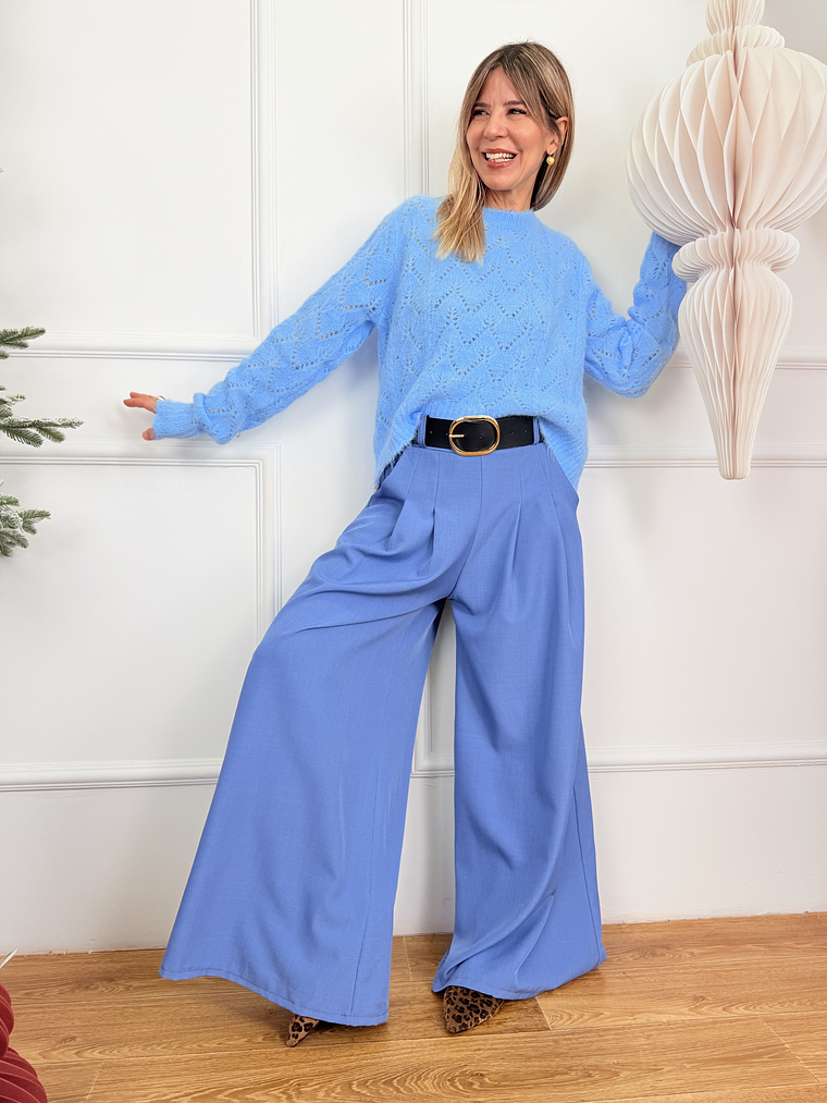 Liam Palazzo Pants 190115 Steel Blue 1