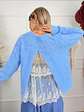 Isis Knit Lace Blouse  10066 Sky  - thumbnail 2