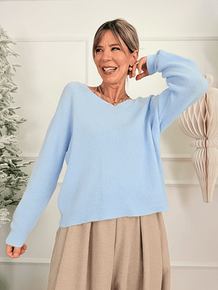 El V neck sweater BJ078 Sky 