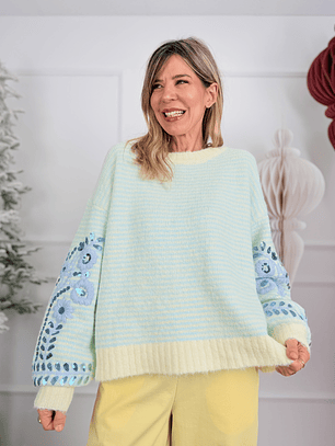 Jack Sweater 8276 Pale Turquoise/ Yellow