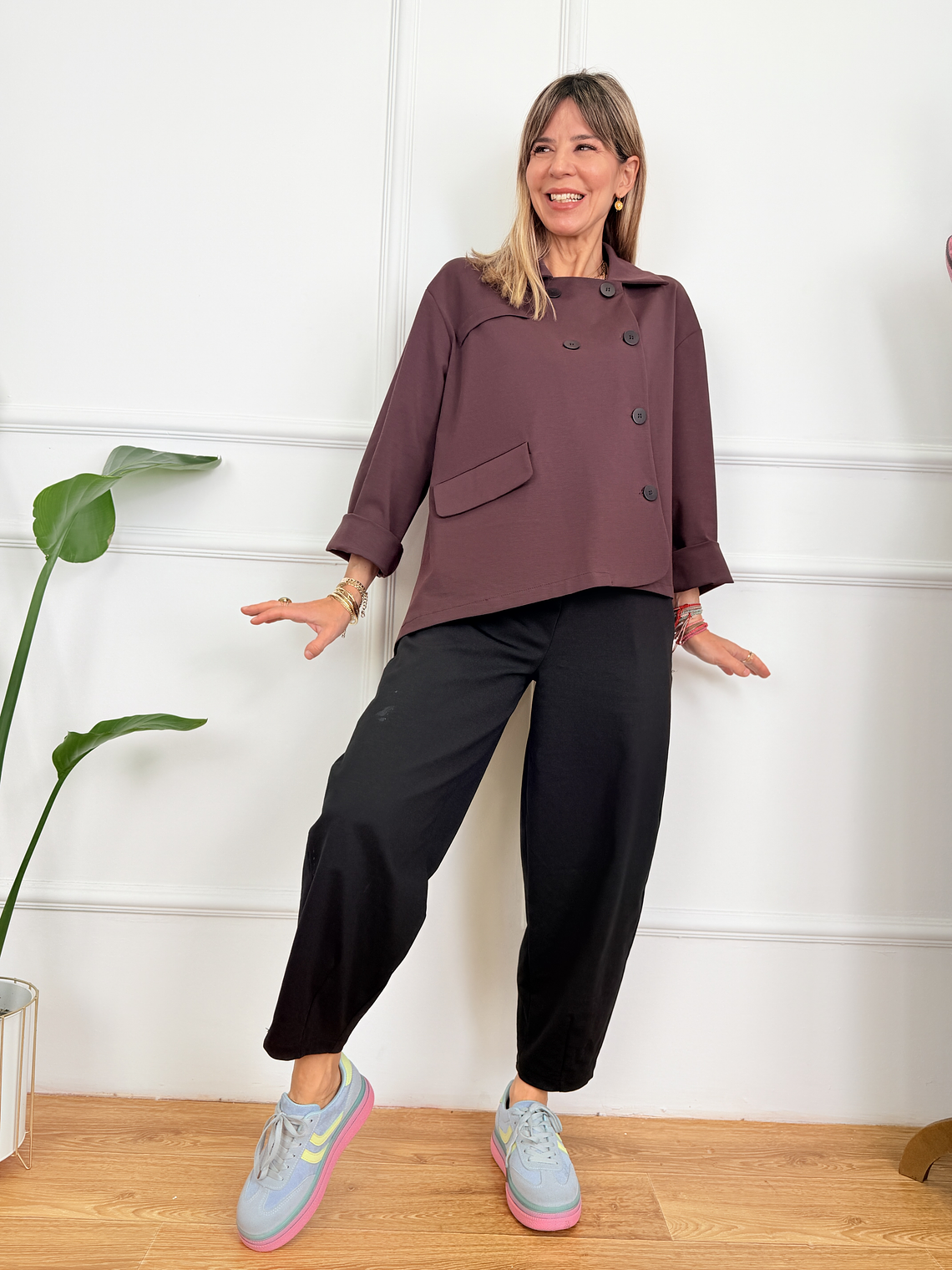 The Wanderer Cardigan 9167 Eggplant 2