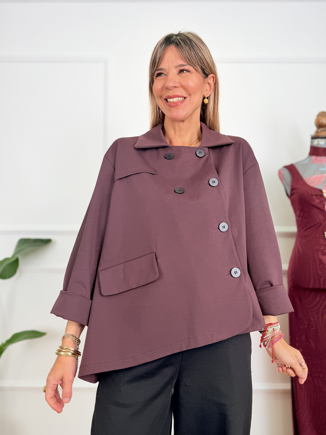 The Wanderer Cardigan 9167 Eggplant 1