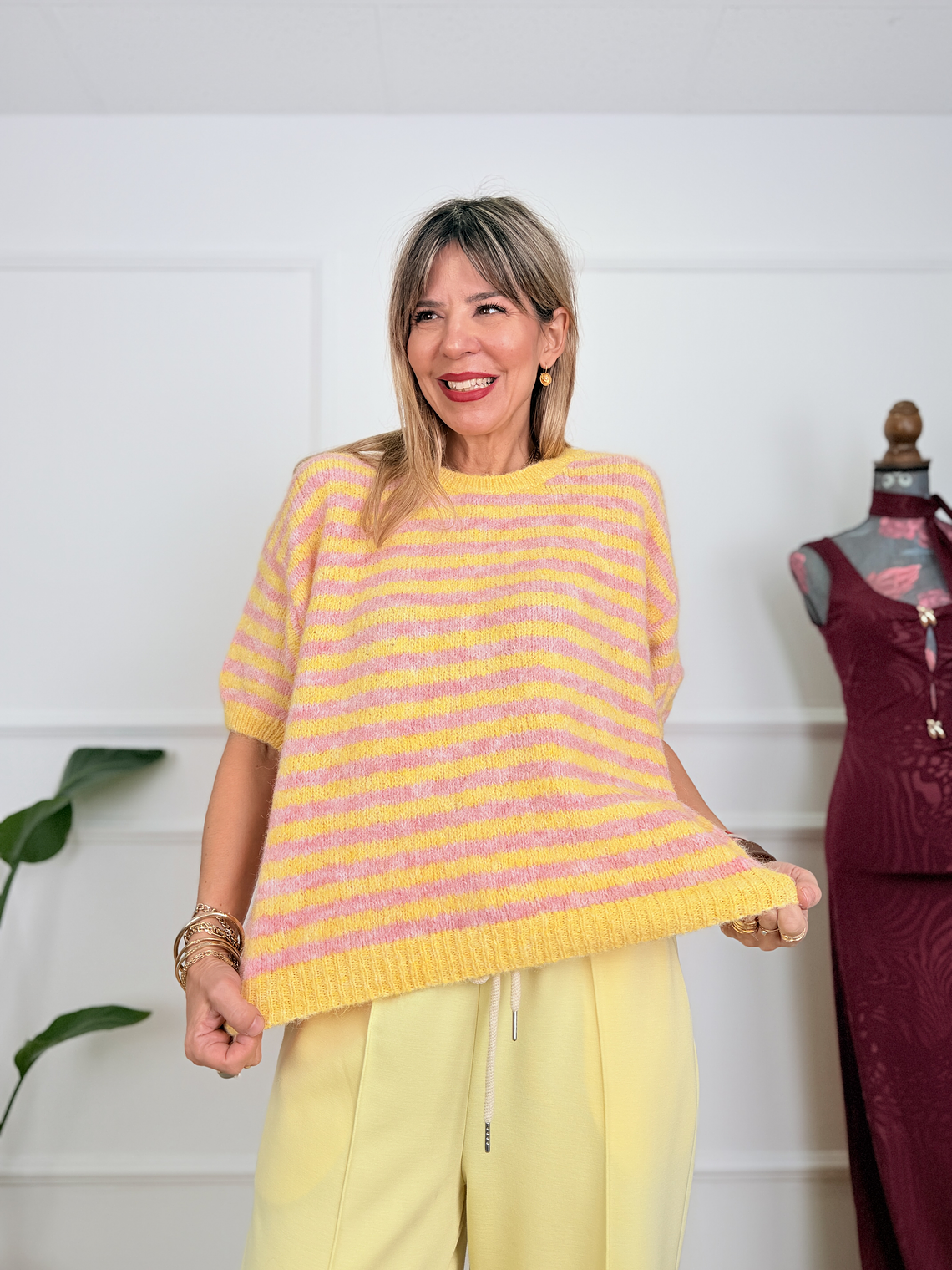 Floria 51282 Sweater  Yellow/Pink 1