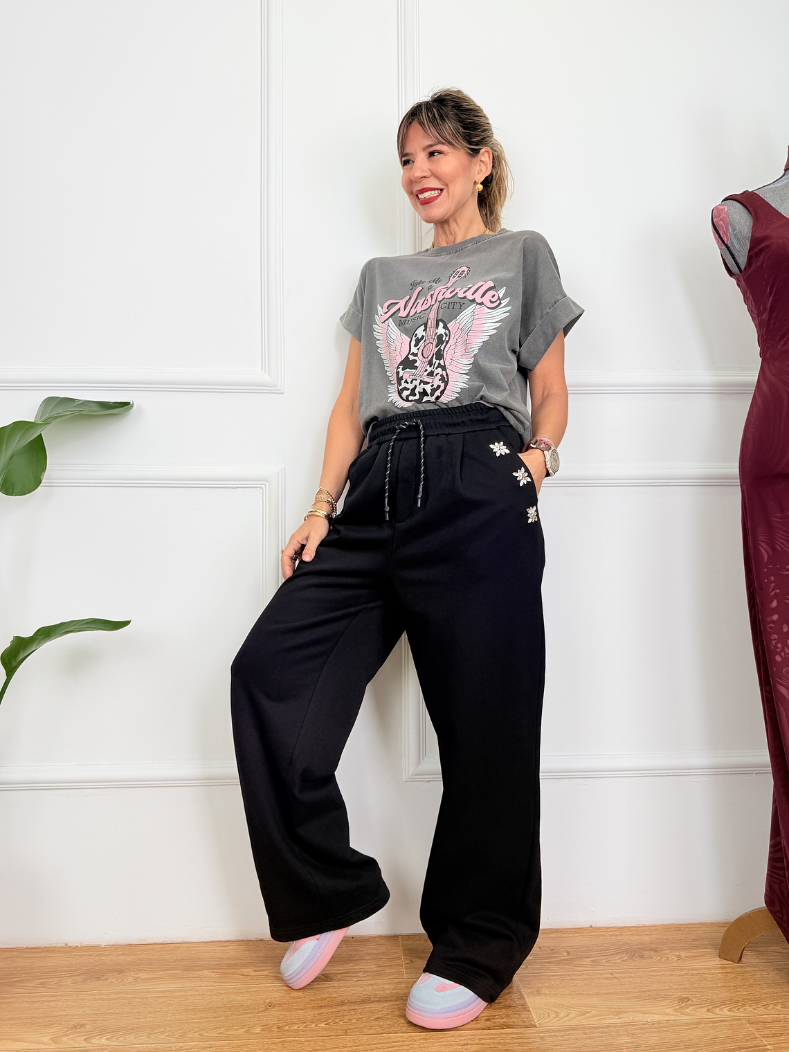 Flower Muse MF15D831 Pants Black 1